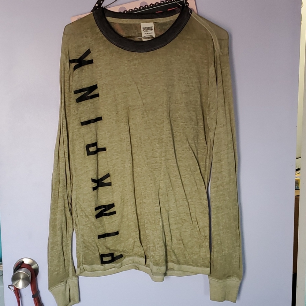 Long sleeve green Victorias Secret PINK teeshirt